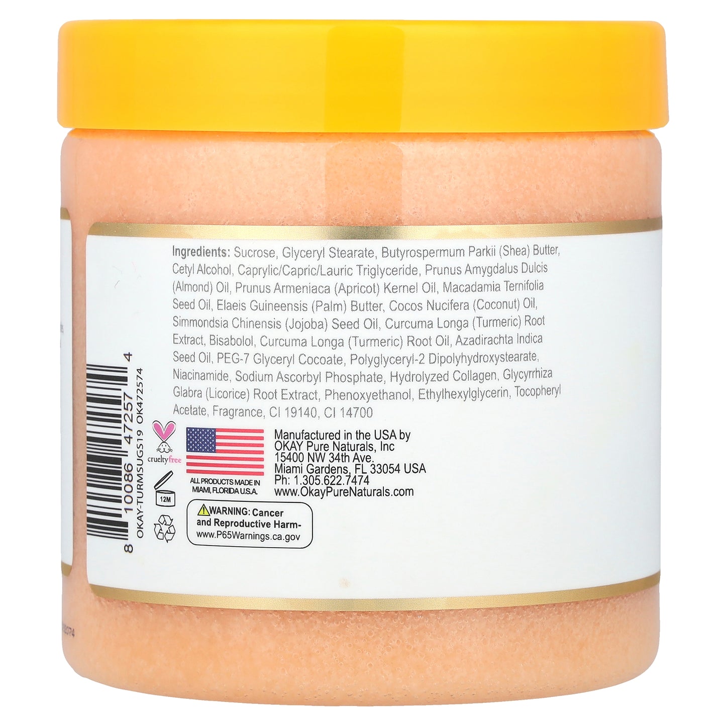 Okay Pure Naturals, Skin Brightening, Sugar Scrub, Turmeric , 19 oz (538 g)