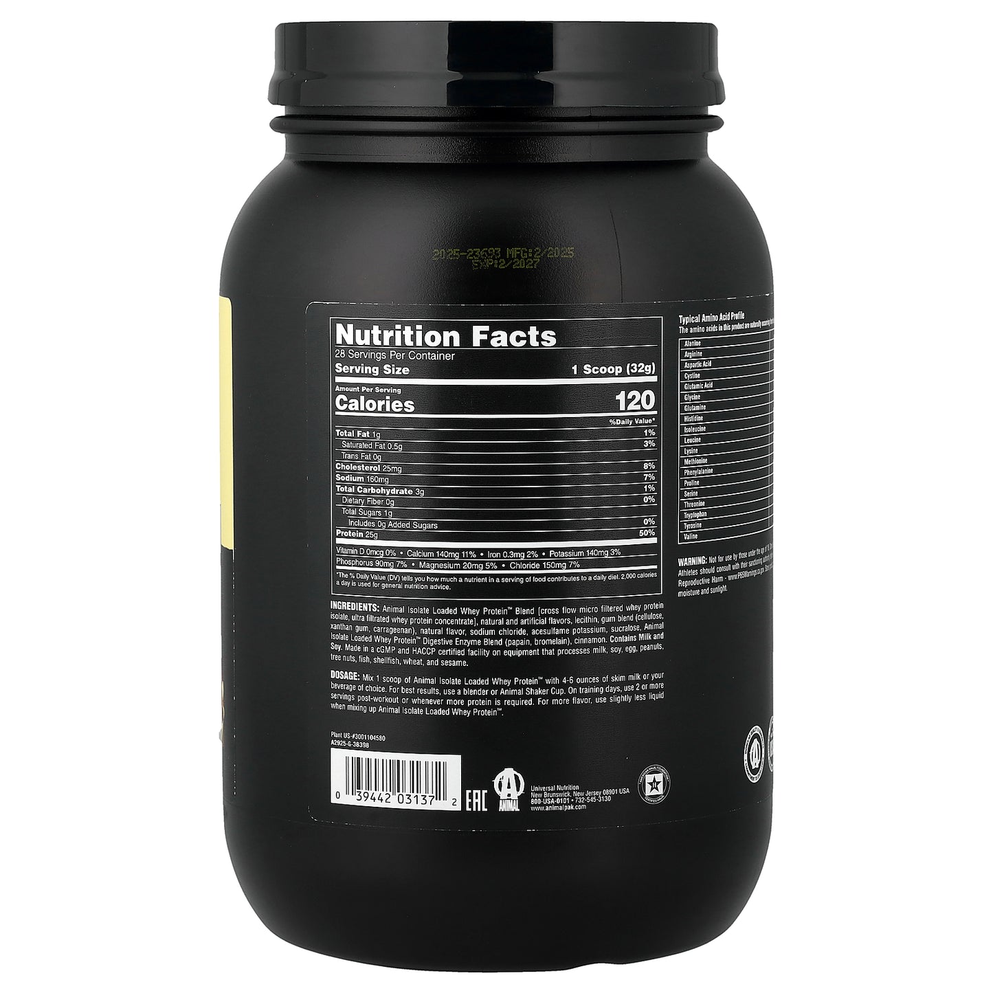 Animal, Isolate Loaded Whey Protein™ Powder, Frosted Cinnamon Bun, 2 lb (907 g)