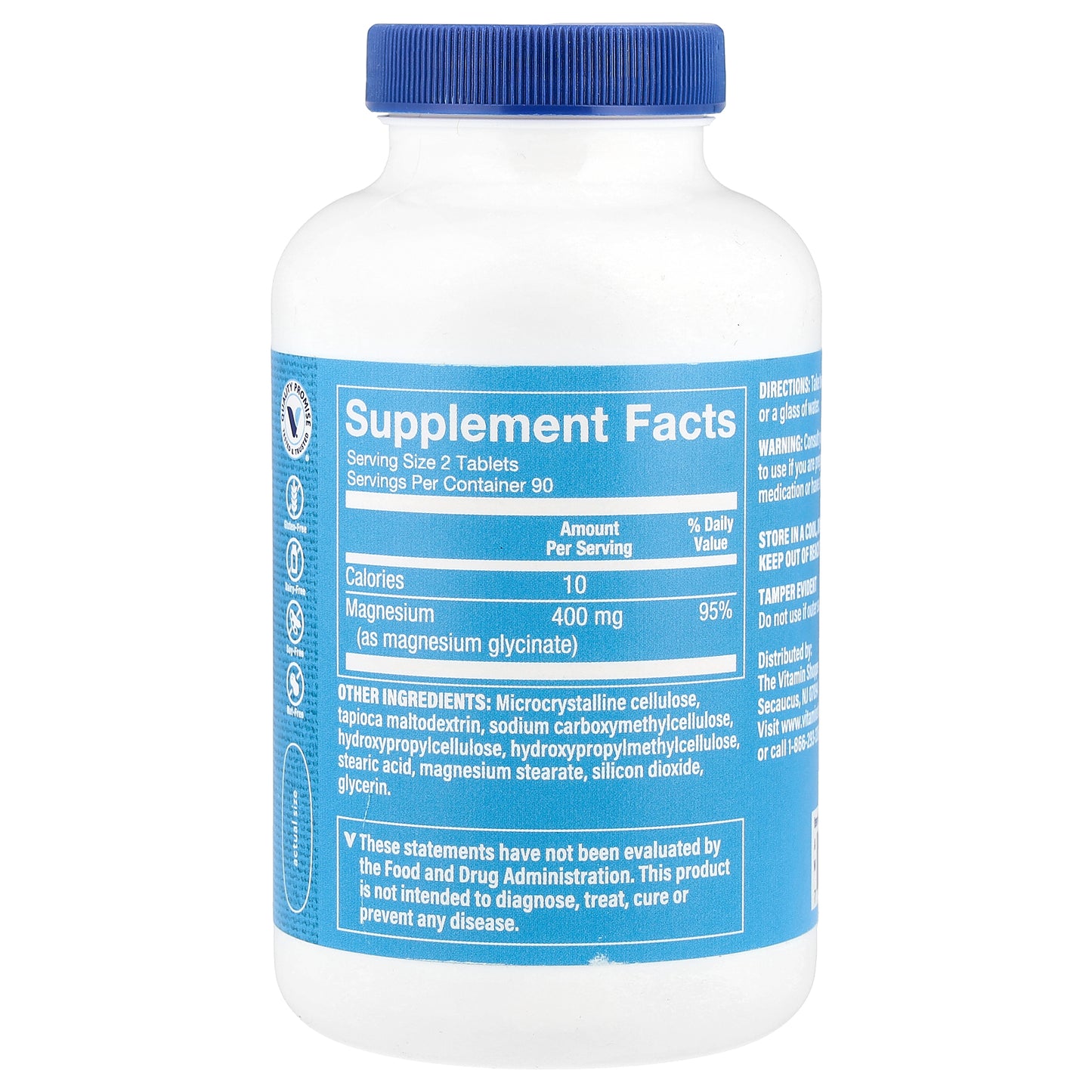 The Vitamin Shoppe, Magnesium Glycinate, 400 mg, 180 Tablets (200 mg Per Tablet)