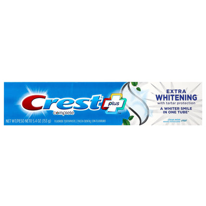 Crest, Plus Complete, Fluoride Toothpaste, Extra Whitening with Tartar Protection, Clean Mint, 5.4 oz (153 g)