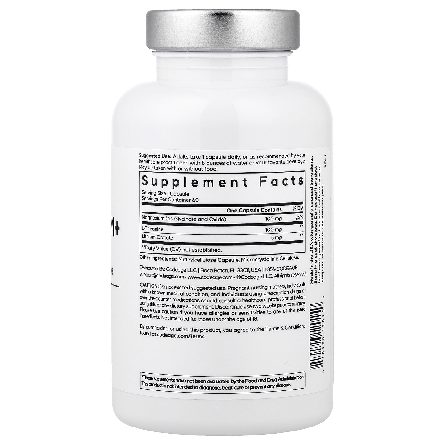 Codeage, Amen Lithium Calm+, 60 Vegetable Capsules