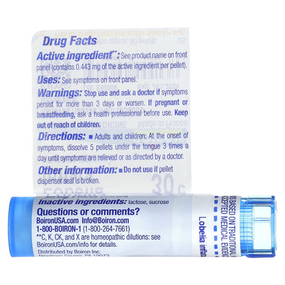 Boiron, Lobelia Inflata, 30C, Nausea Relief, Approx 80 Pellets