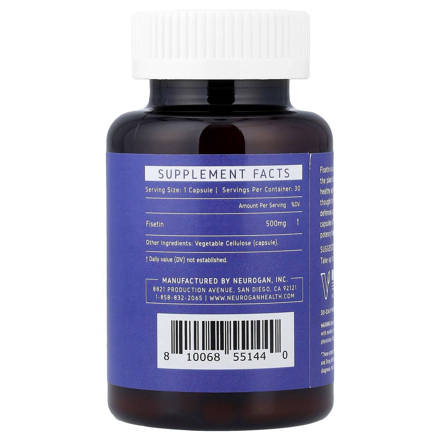 Neurogan Health, Fisetin, 500 mg, 30 Capsule