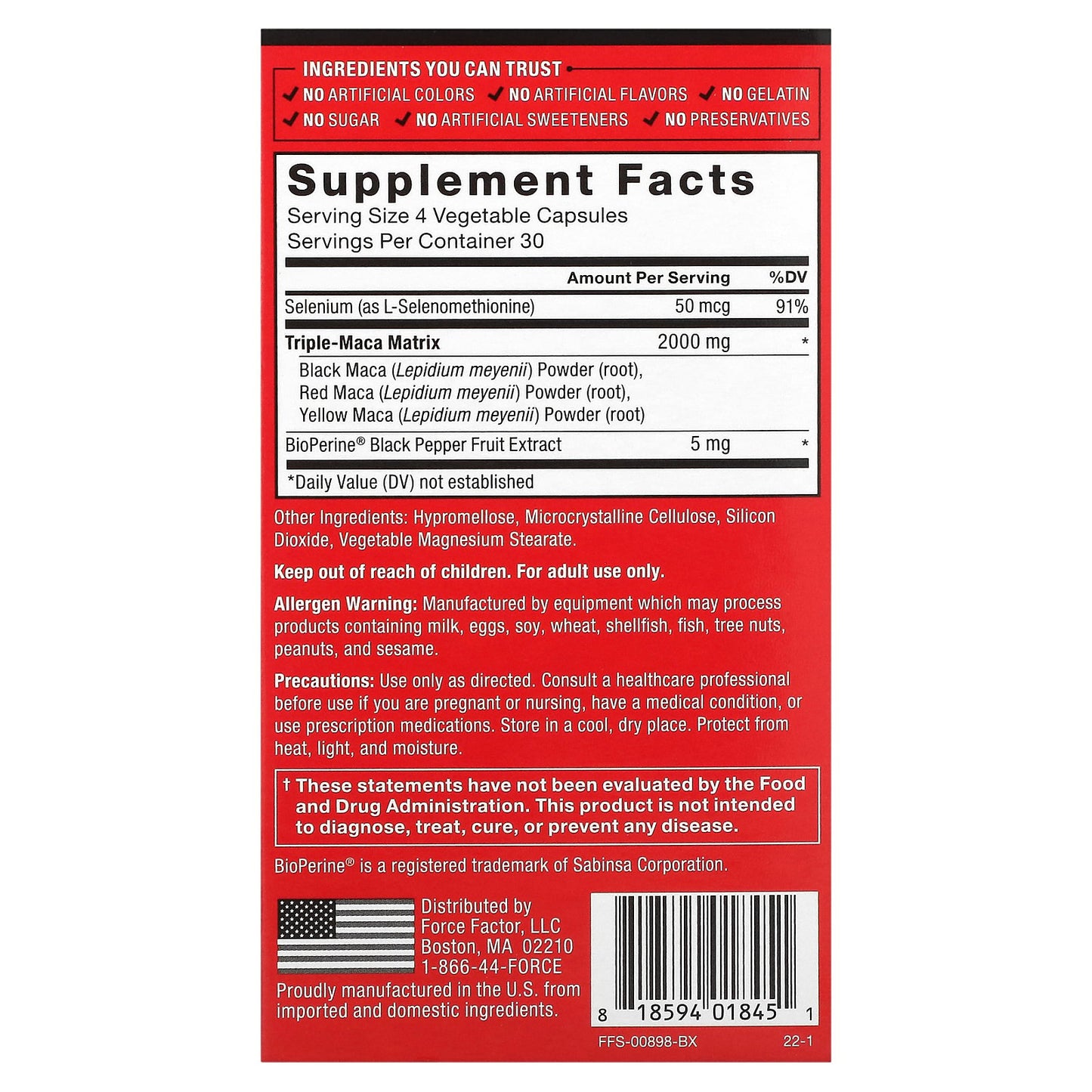 Force Factor, Fundamentals, Maca Max, 120 Vegetable Capsules