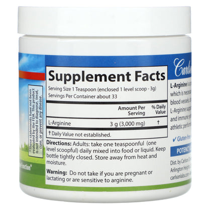 Carlson, L-Arginine Powder, 3.53 oz (100 g)