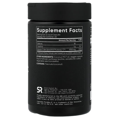 Sports Research, Liposomal Vitamin C, 180 Liquid Veggie Capsules (333 mg per Capsule)