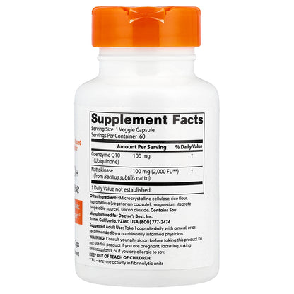 Doctor's Best, CoQ10 + Nattokinase, 60 Veggie Caps