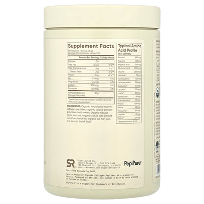 Sports Research, Organic Collagen Peptides, Dark Chocolate, 16.93 oz (480 g)