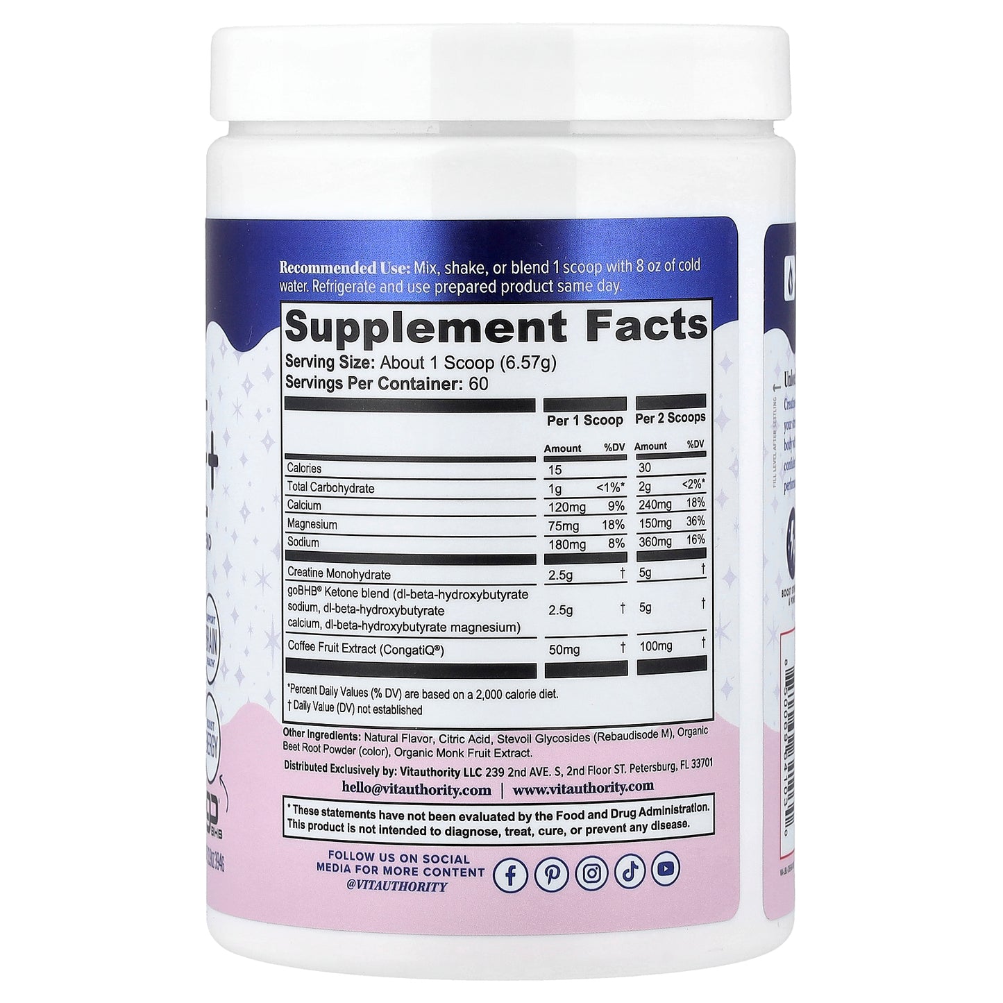 Vitauthority, Active, Creatine+, Raspberry, 13.9 oz (394 g)