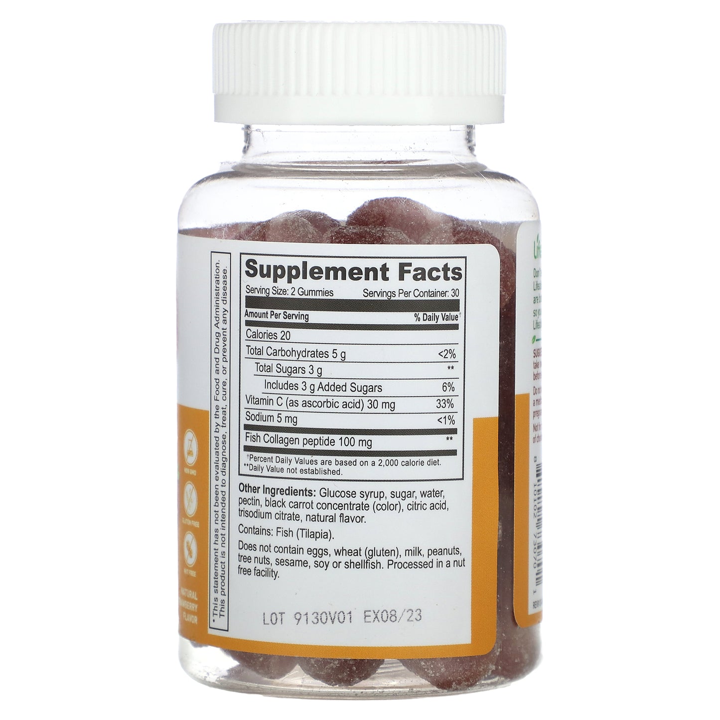 Lifeable, Collagen + Vitamin C Gummies, Natural Strawberry, 60 Gummies