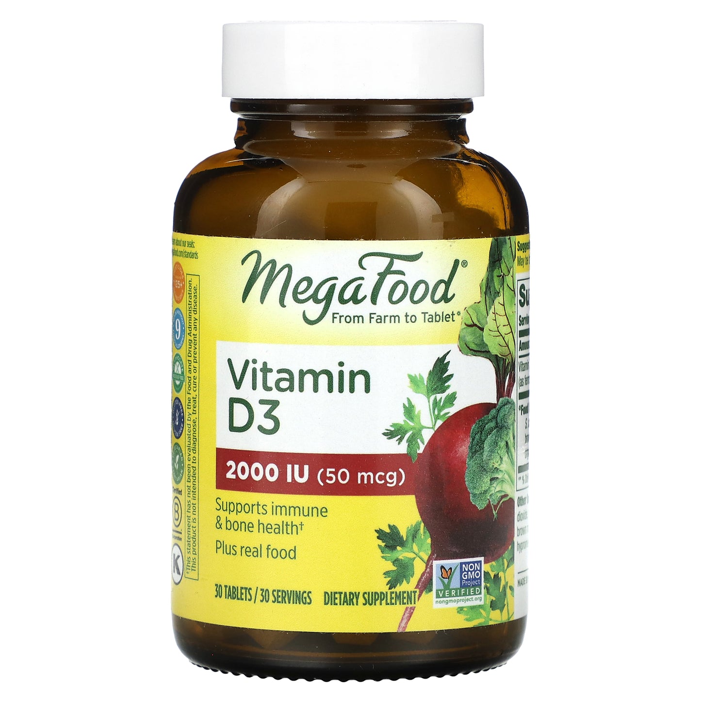 MegaFood, Vitamin D3, 2,000 IU (50 mcg), 30 Tablets