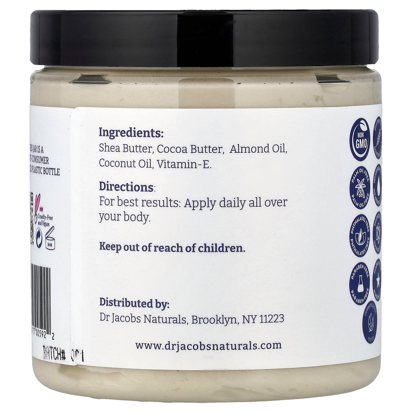 Dr. Jacobs Naturals, Plant-Based Shea Souffle Body Butter, Fragrance Free, 8 oz (226 g)