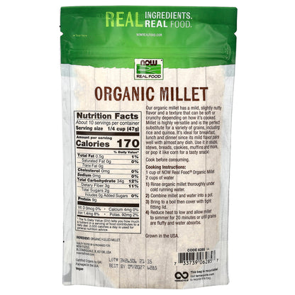 NOW Foods, Organic Millet Whole Grain, Hulled, 16 oz (454 g)