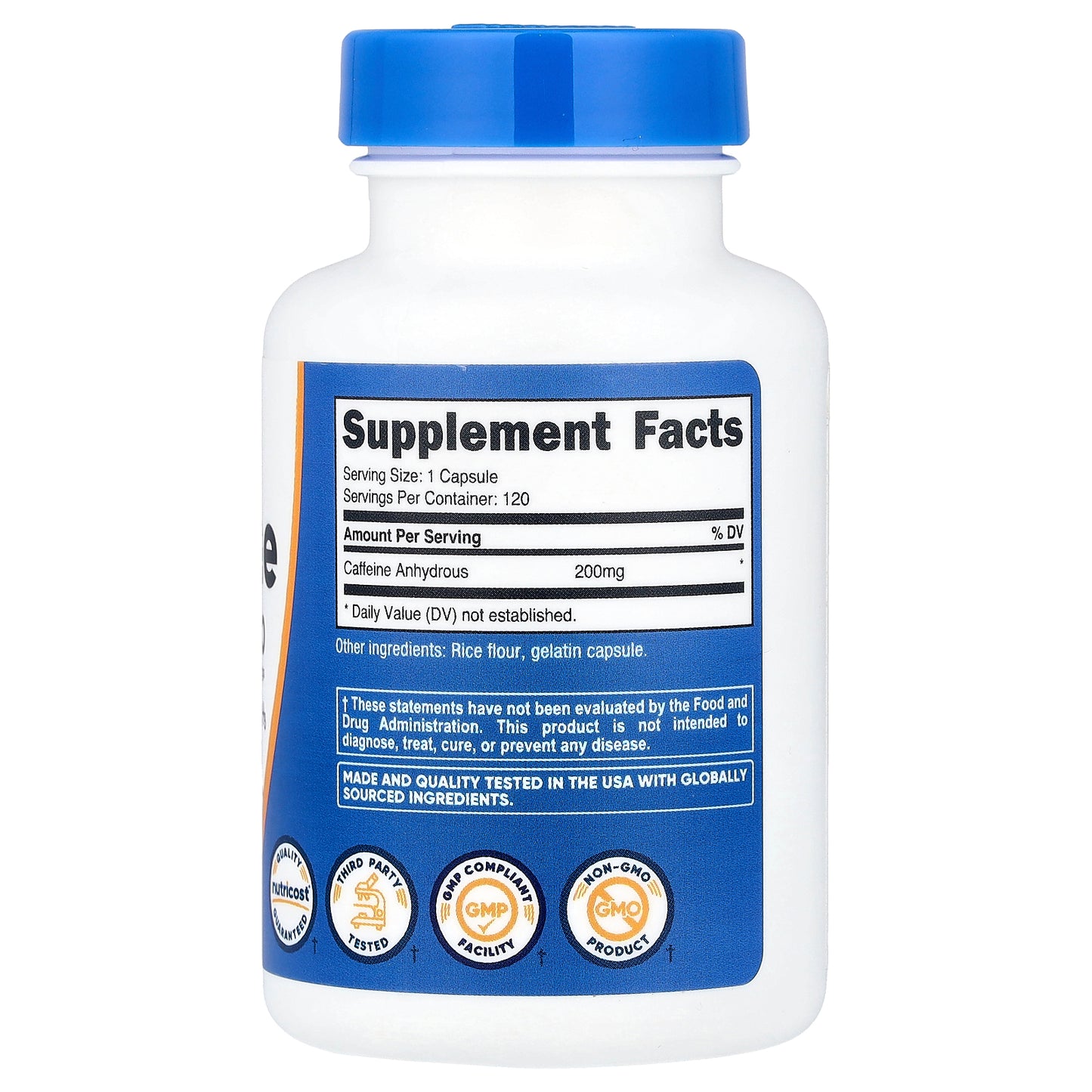 Nutricost, Caffeine, 200 mg, 120 Capsules