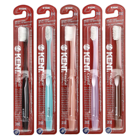 Kent, Ultra Soft Toothbrush, Crystal Compact, 5 Toothbrushes