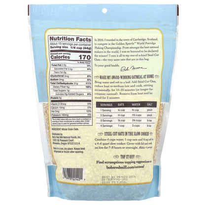 Bob's Red Mill, Steel Cut Oats, Whole Grain, 24 oz (680 g)
