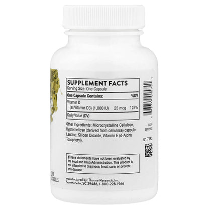Thorne, D-1,000, 180 Capsules (25 mcg per Capsule)