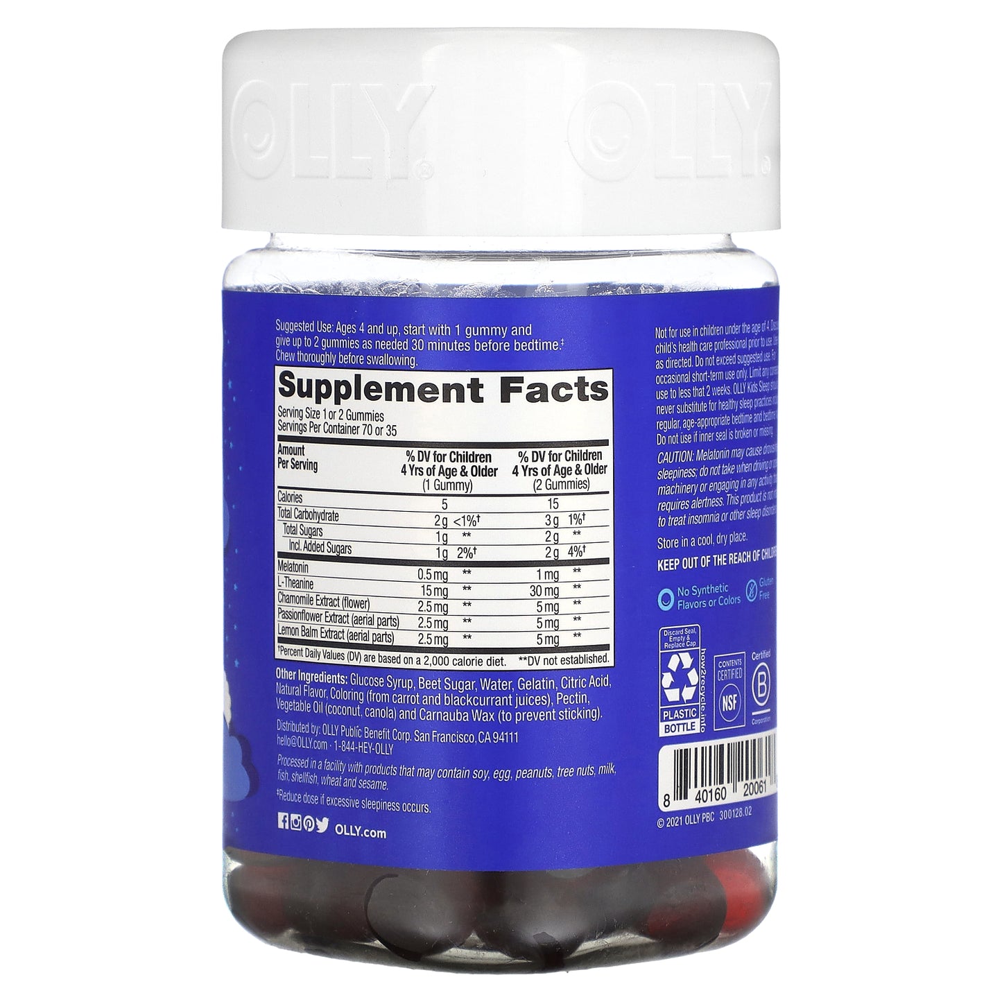 OLLY, Kids Sleep Gummies, Razzzberry, 70 Gummies