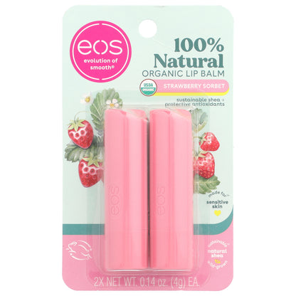 EOS, 100% Natural Organic Lip Balm, Strawberry Sorbet, 2 Pack, 0.14 oz (4 g) Each