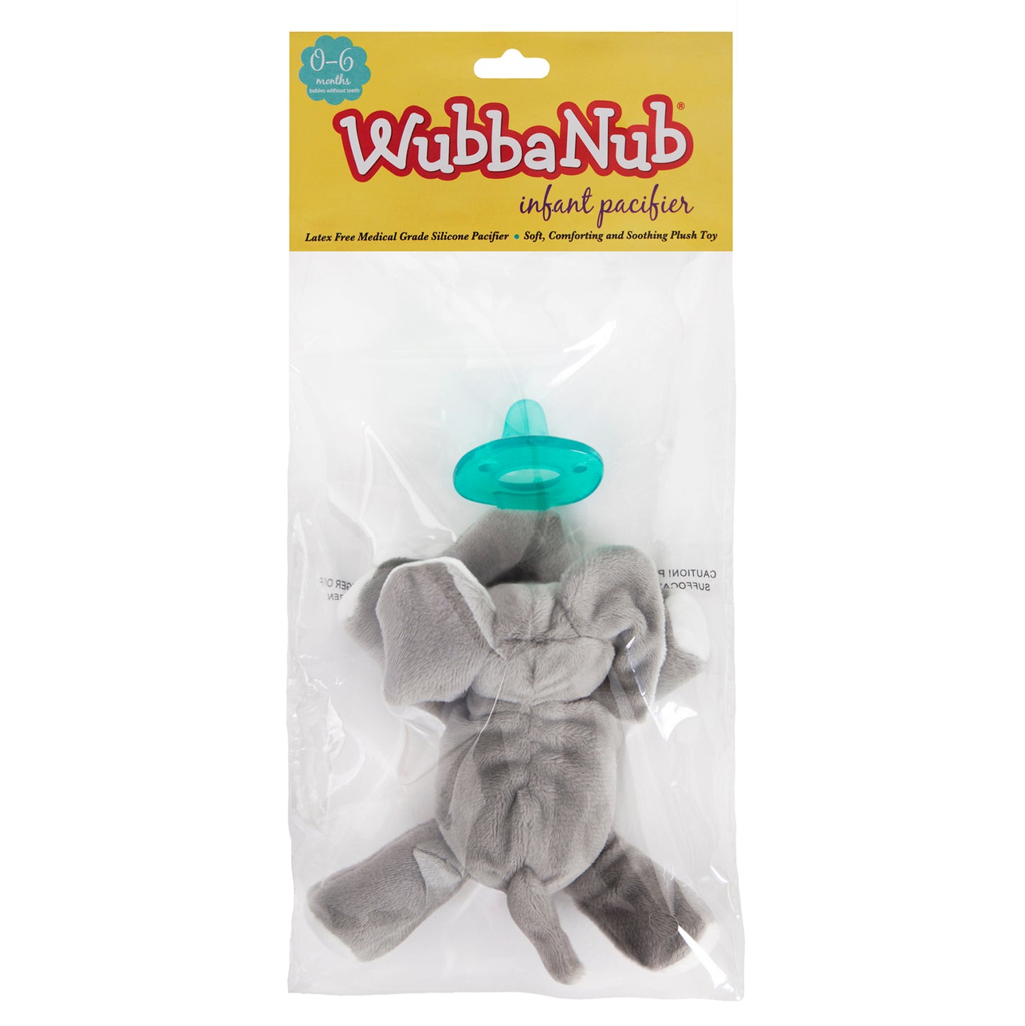 WubbaNub, Infant Pacifier, 0-6 Months, Baby Elephant, 1 Pacifier