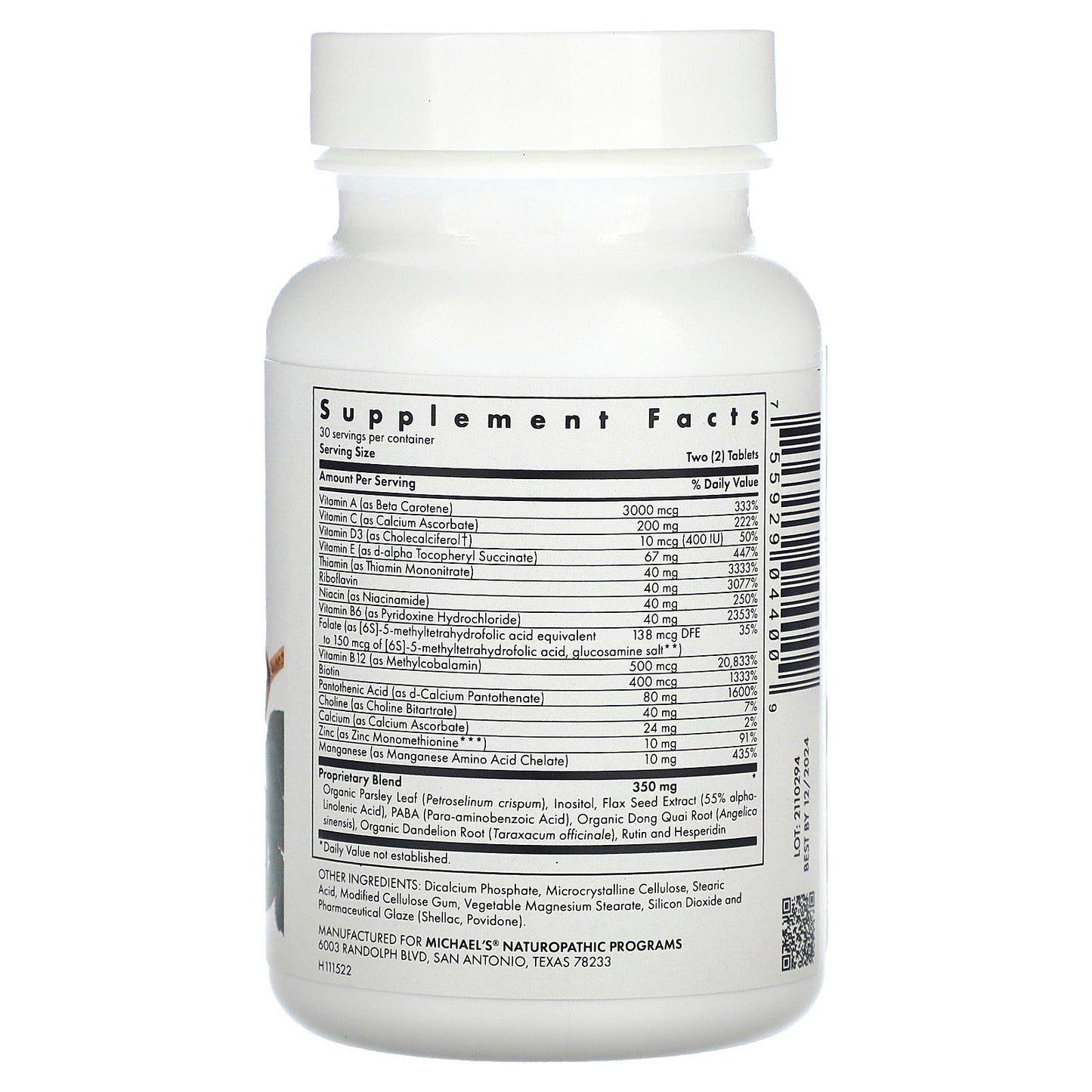 Michael's Health, Teen Girls Multivitamin, 60 Vegetarian Tablets