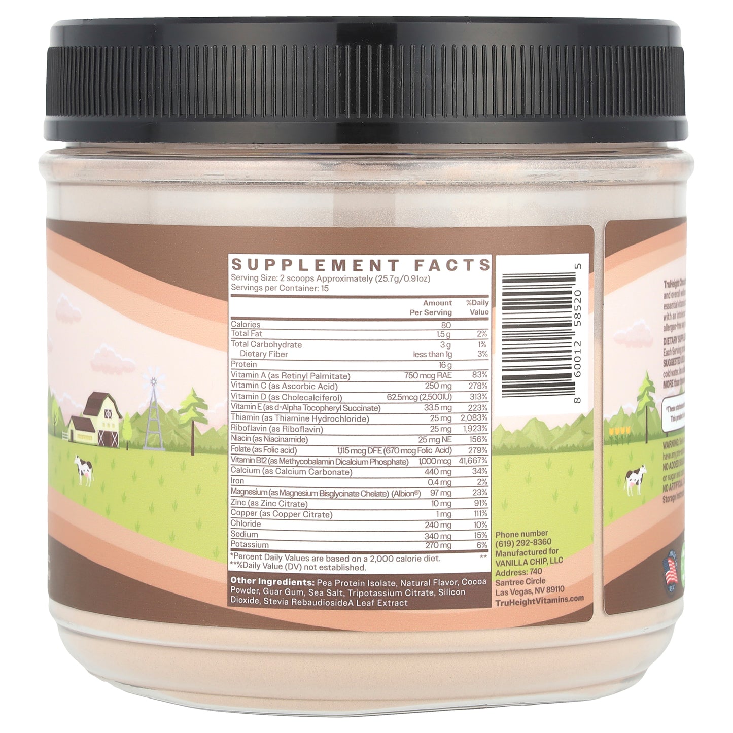 TruHeight, Kids And Teens Growth Pea Protein Shake, For Kids 5+, Chocolate, 0.85 lbs (386 g)