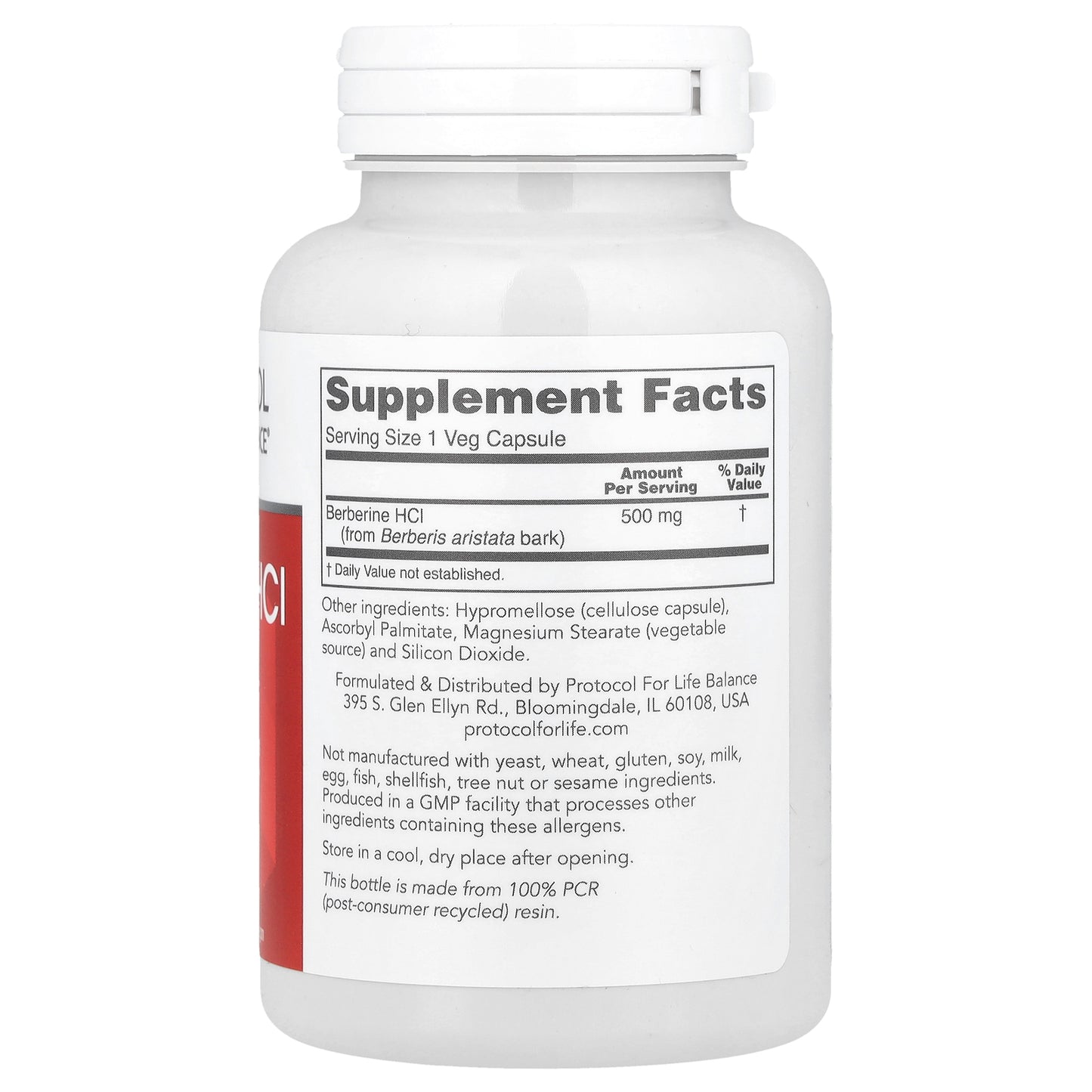 Protocol for Life Balance, Berberine HCl, 500 mg, 90 Veg Capsules