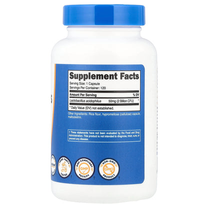 Nutricost, Lactobacillus Acidophilus, 50 mg (2 Billion CFU), 120 Capsules