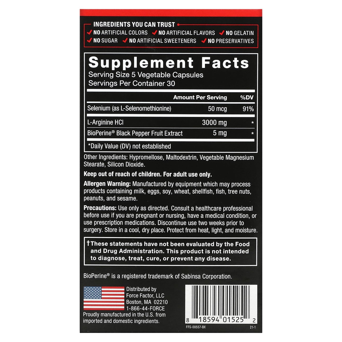 Force Factor, L-Arginine, 150 Capsules