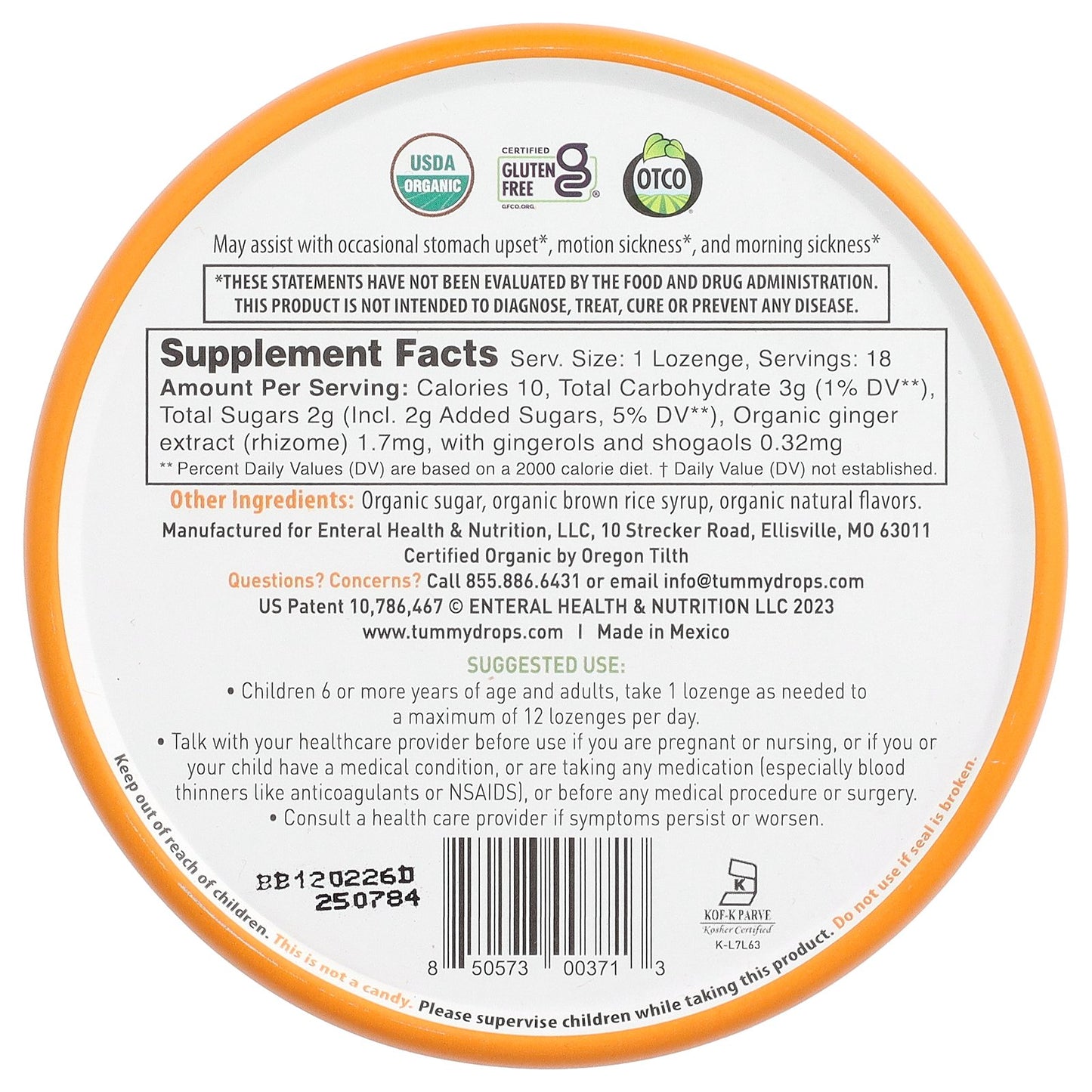 Tummydrops, Organic Drops, Caramel Pumpkin Ginger Spice , 18 Lozenges