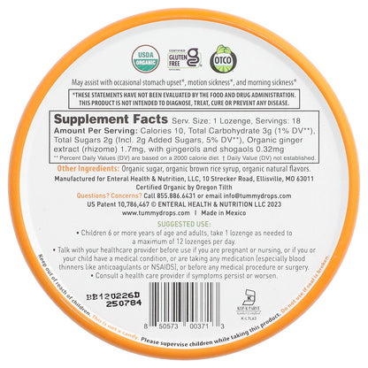 Tummydrops, Organic Drops, Caramel Pumpkin Ginger Spice , 18 Lozenges