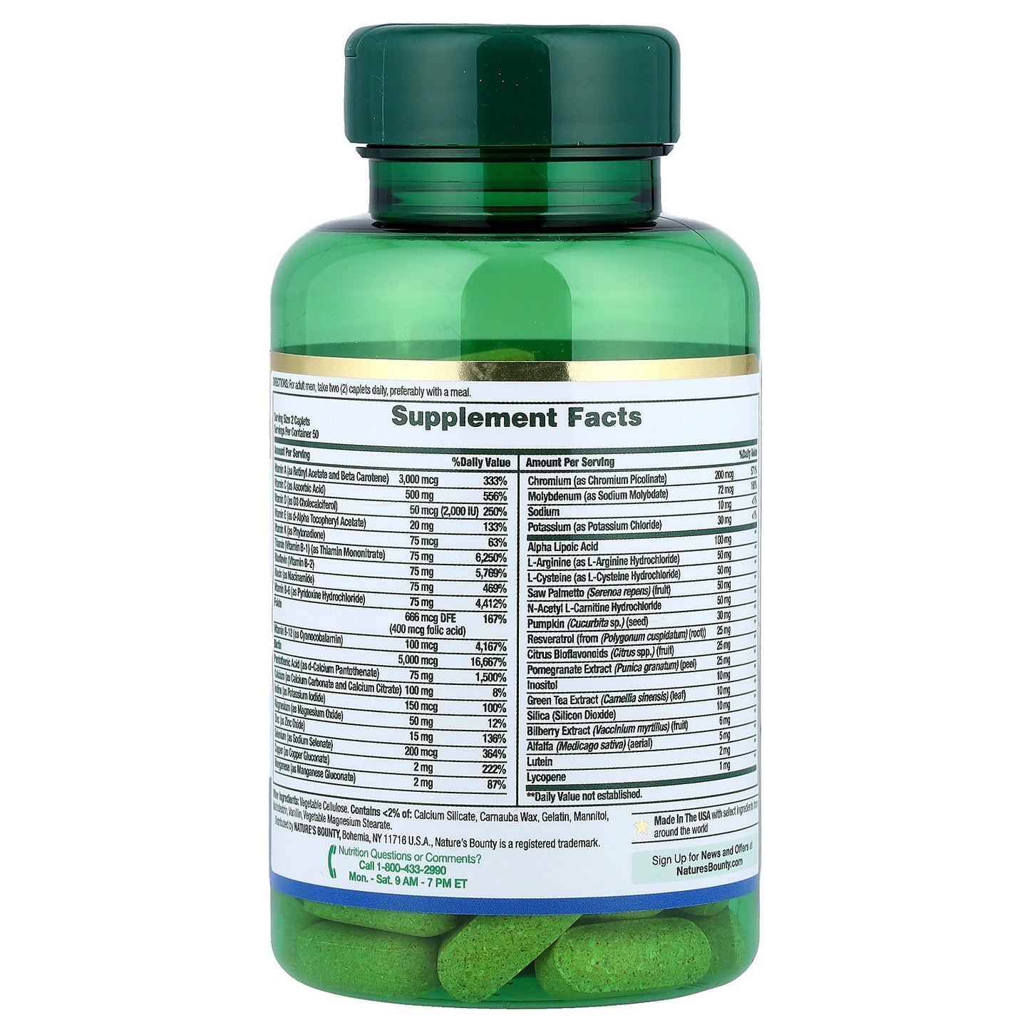 Nature's Bounty, Men's Multi, Complete Multivitamin, High Potency, 100 Caplets