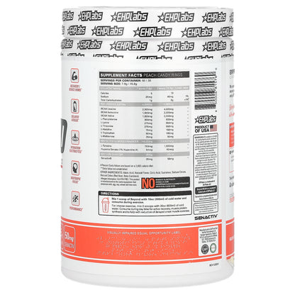 EHPlabs, Beyond, BCAA + EAA, Peach Candy Rings, 16.7 oz (474 g)
