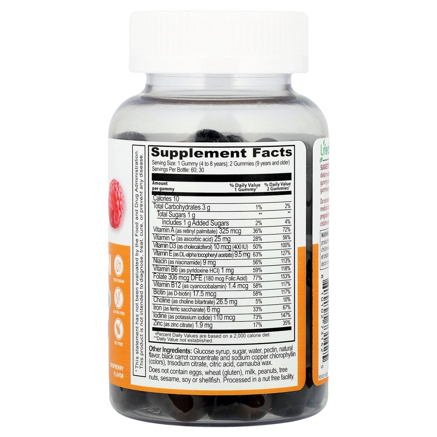 Lifeable, Kids, Multivitamin With Iron Gummies, Raspberry, 60 Gummies