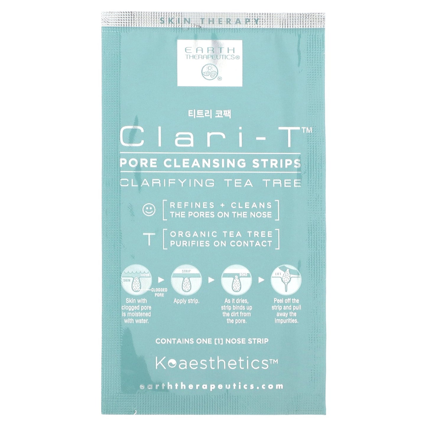 Earth Therapeutics, Clari-T Pore Cleansing Strips, Clarifying Tea Tree, 6 Nose Strips