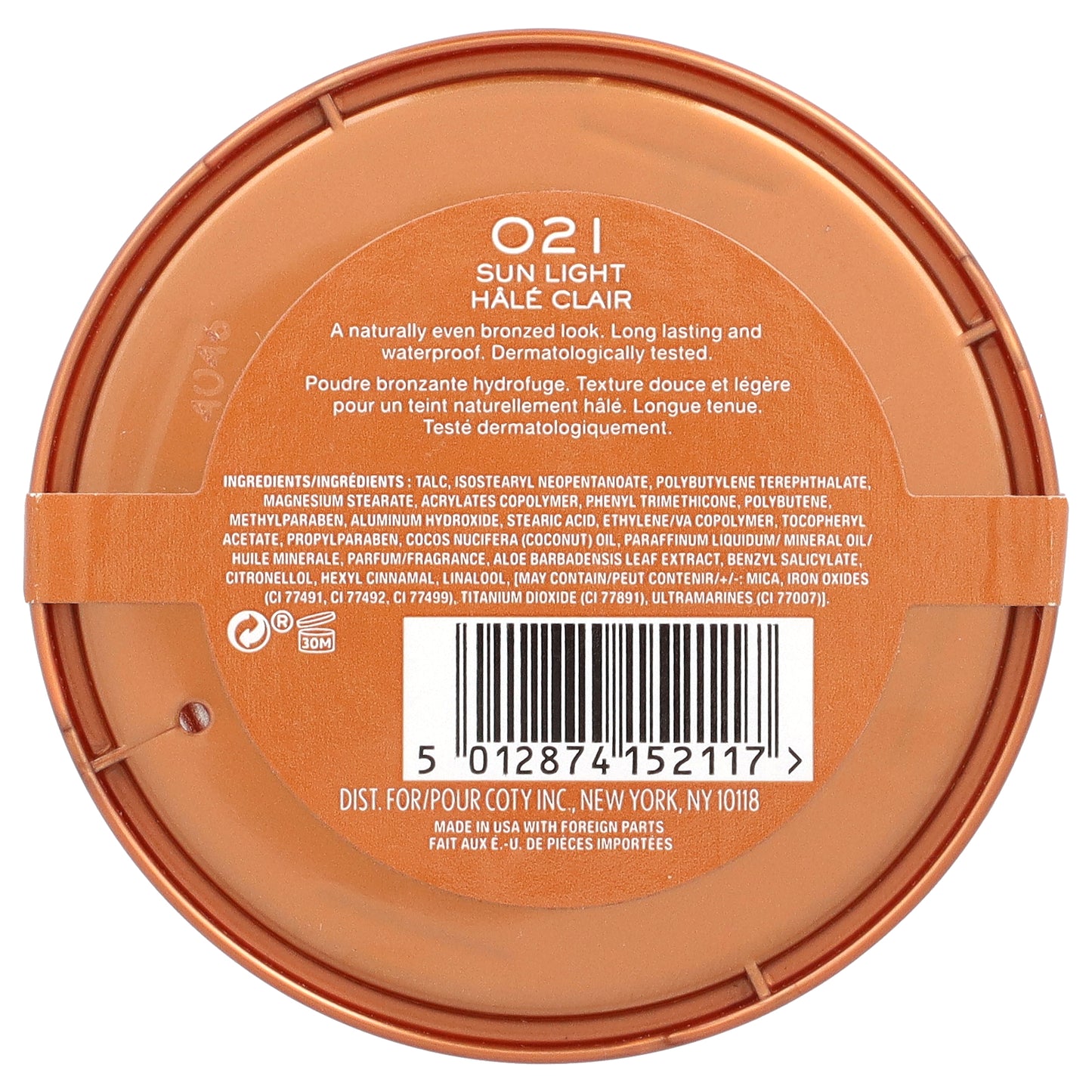 Rimmel London, Natural Bronzer, Waterproof Bronzing Powder, 021 Sun Light, 0.49 oz (14 g)