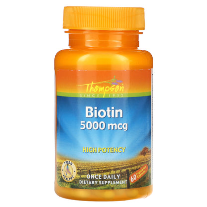 Thompson, Biotin, 5,000 mcg, 60 Vegetarian Capsules