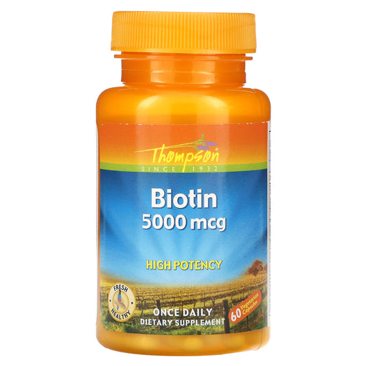 Thompson, Biotin, 5,000 mcg, 60 Vegetarian Capsules