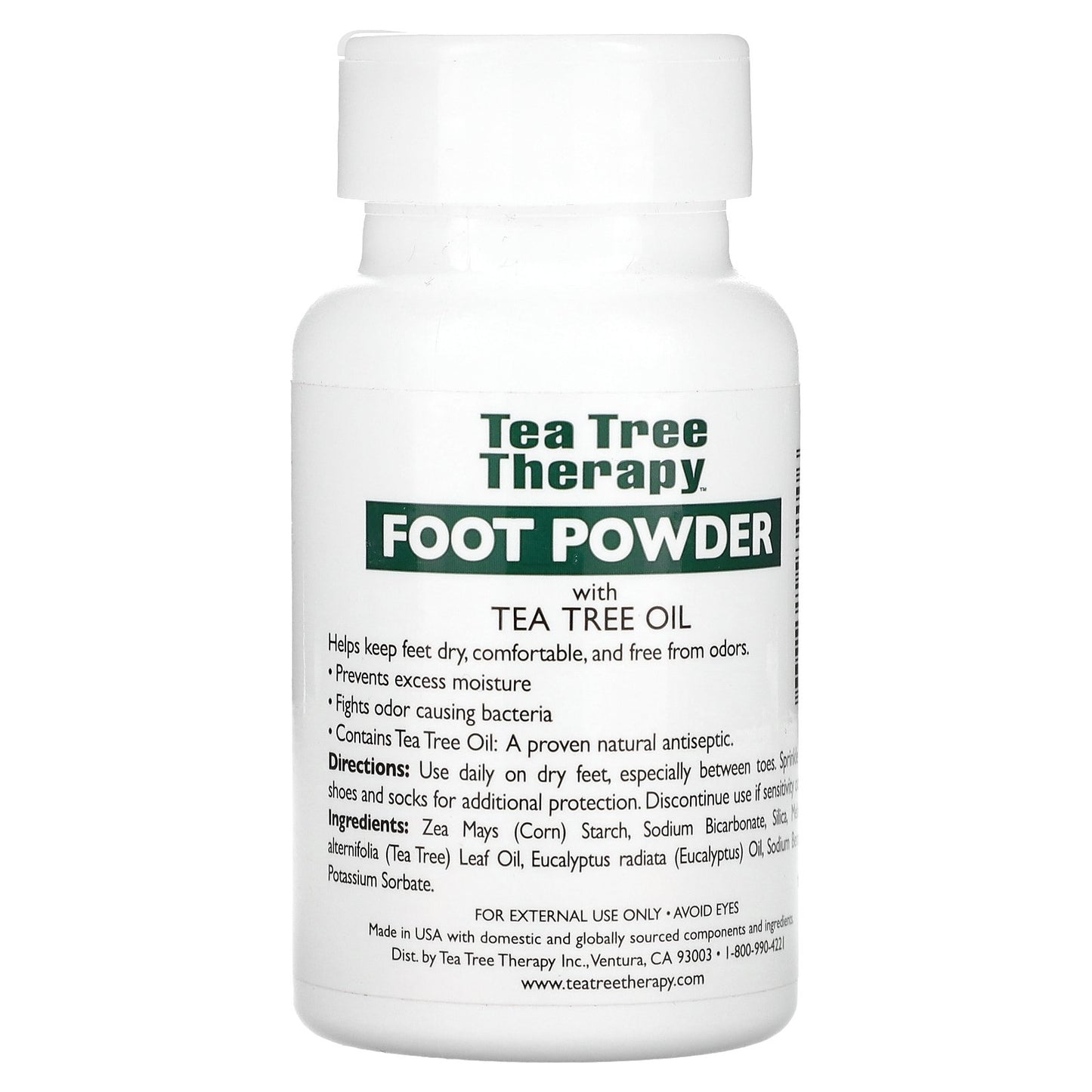 Tea Tree Therapy, Antiseptic Foot Powder With Tea Tree Oil, Unscented, 3 oz (85 gm)