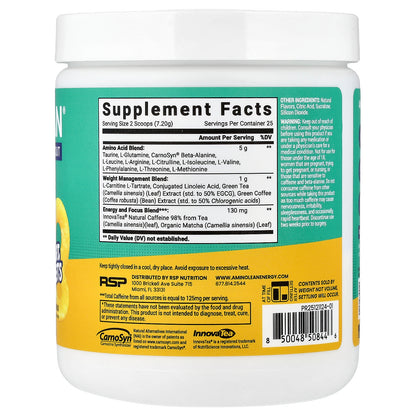 RSP Nutrition, Amino Lean® Pre-Workout, Peach Rings, 6.35 oz (180 g)