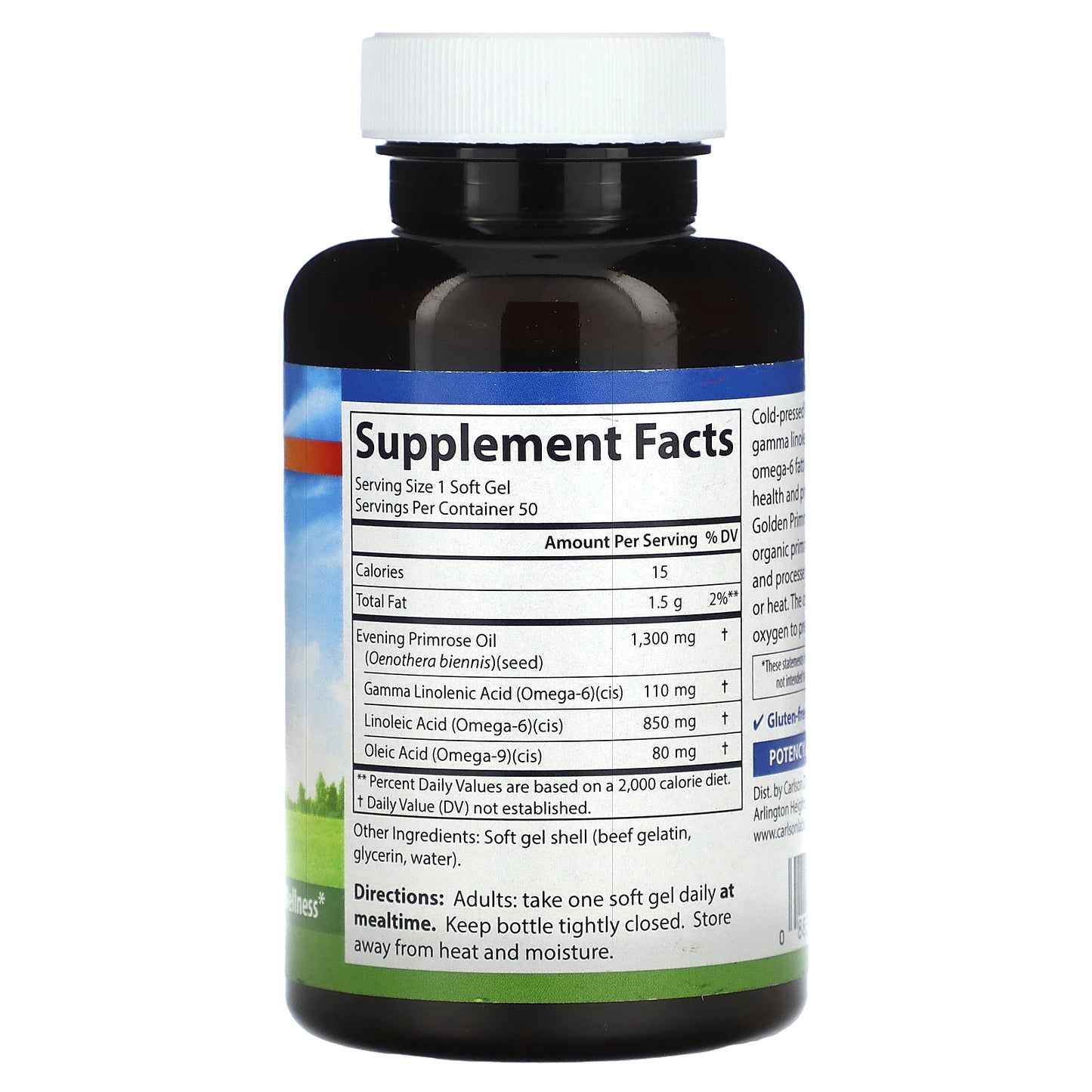 Carlson, Cold-Pressed Golden Primrose, 1,300 mg, 50 Soft Gels