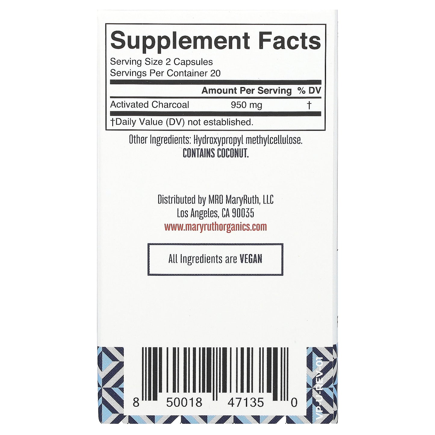 MaryRuth's, Activated Charcoal Capsules, 40 Capsules (475 mg per Capsule)