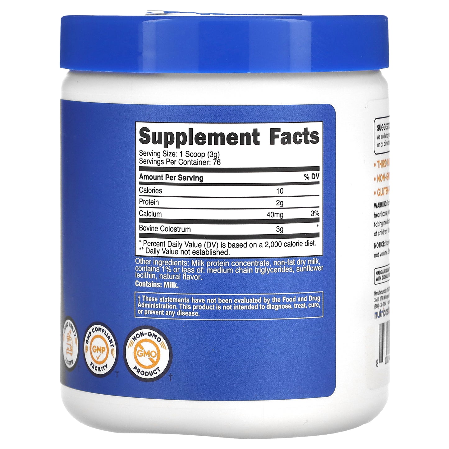 Nutricost, Colostrum, Unflavored, 8 oz (227 g)