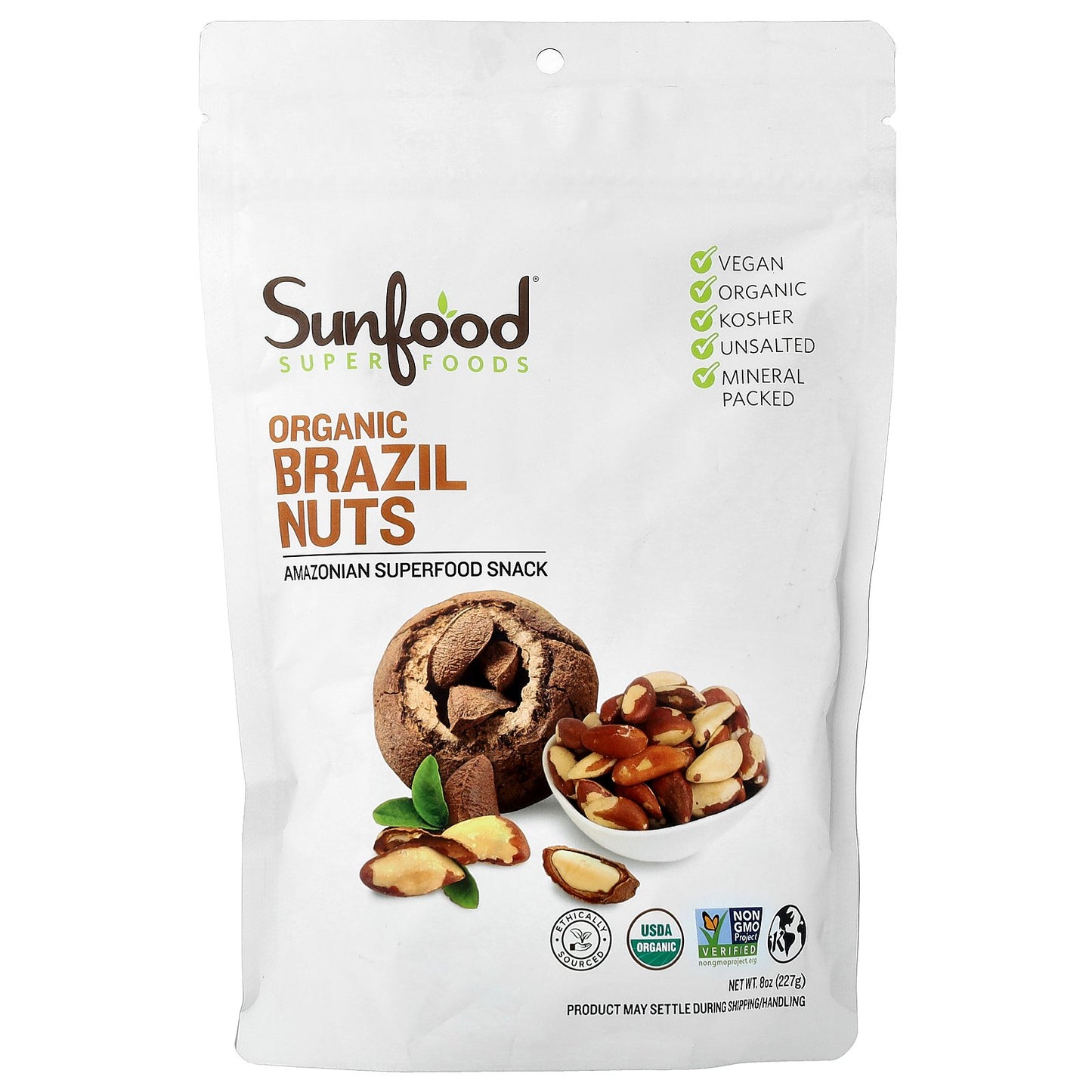 Sunfood, Organic Brazil Nuts, 8 oz (227 g)
