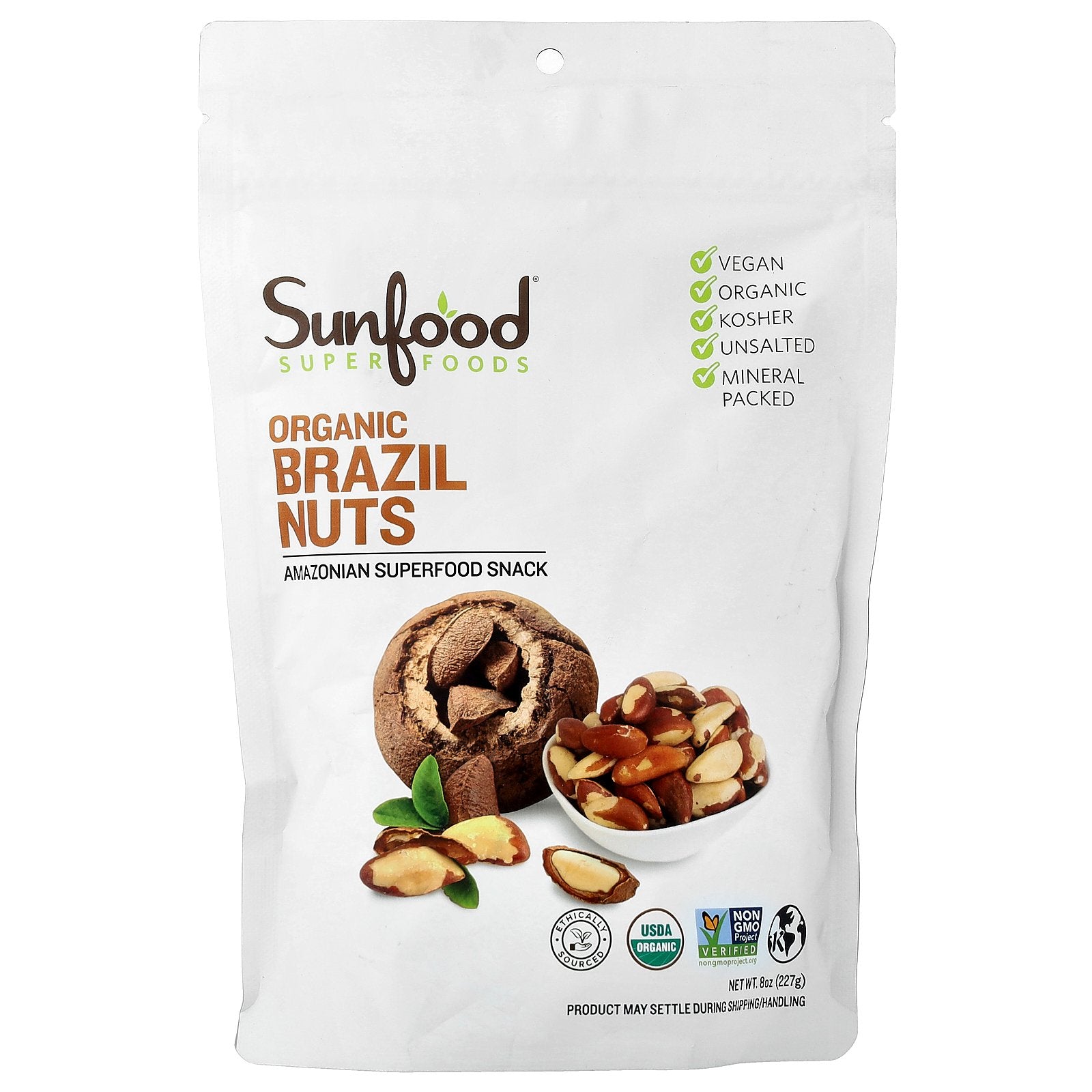 Sunfood, Organic Brazil Nuts, 8 oz (227 g)