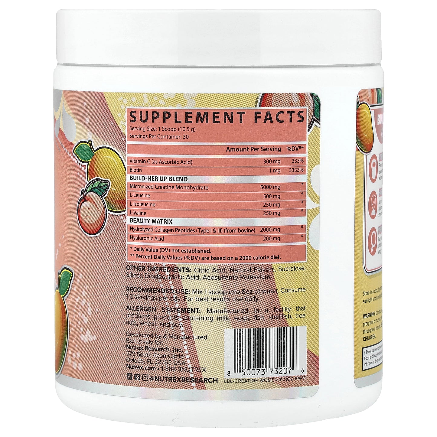 Nutrex Research, Creatine for Women + Booty & Beauty, Peach Mango, 11.11 oz (314.98 g)