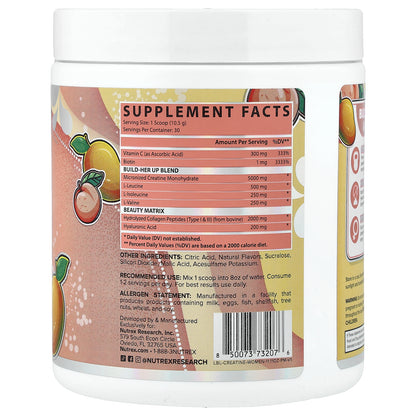 Nutrex Research, Creatine for Women + Booty & Beauty, Peach Mango, 11.11 oz (314.98 g)