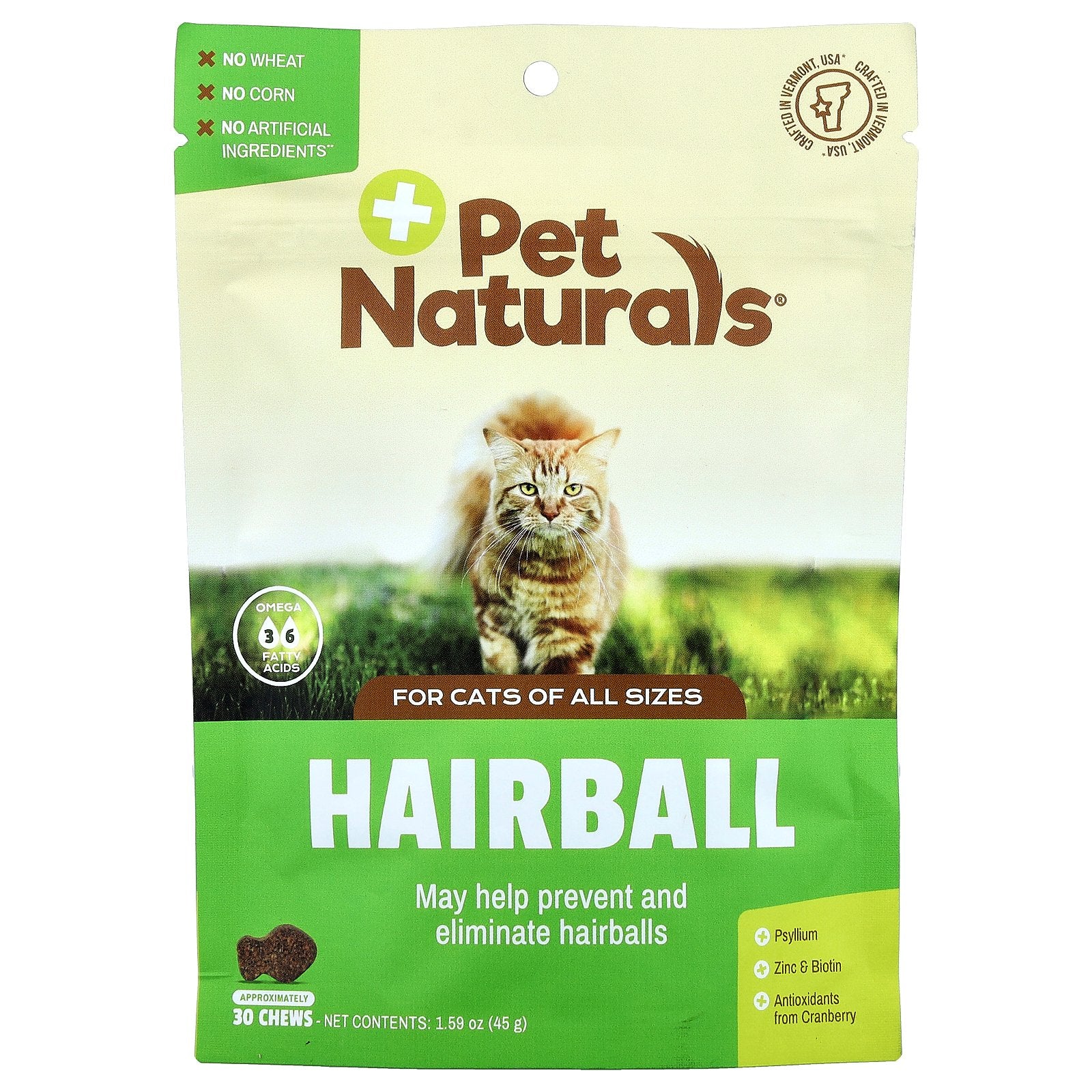 Pet Naturals, Hairball, For Cats, All Sizes, 30 Chews, 1.59 oz (45 g)