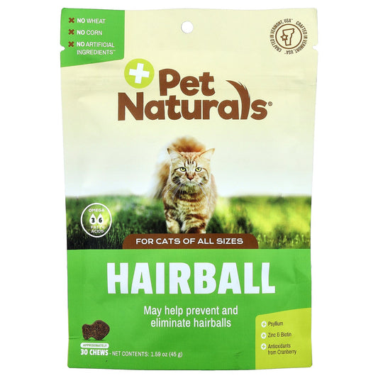 Pet Naturals, Hairball, For Cats, All Sizes, 30 Chews, 1.59 oz (45 g)