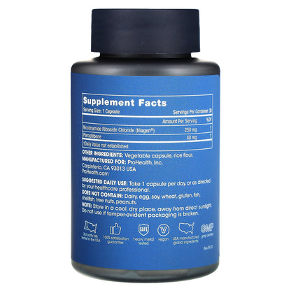 ProHealth Longevity, NR Plus Pterostilbene, 250 mg, 30 Capsules